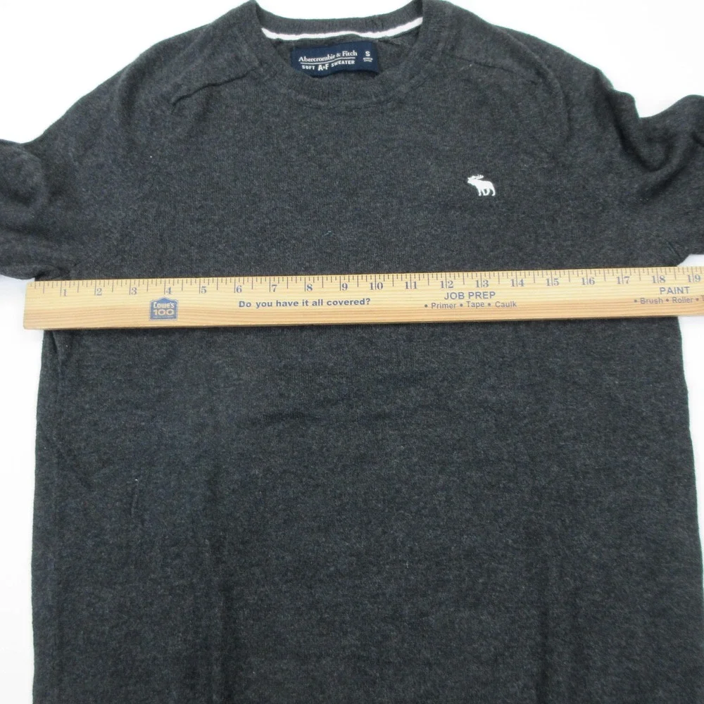 Abercrombie & Fitch Sweater Mens Small Gray Crewneck Cotton Cashmere Logo